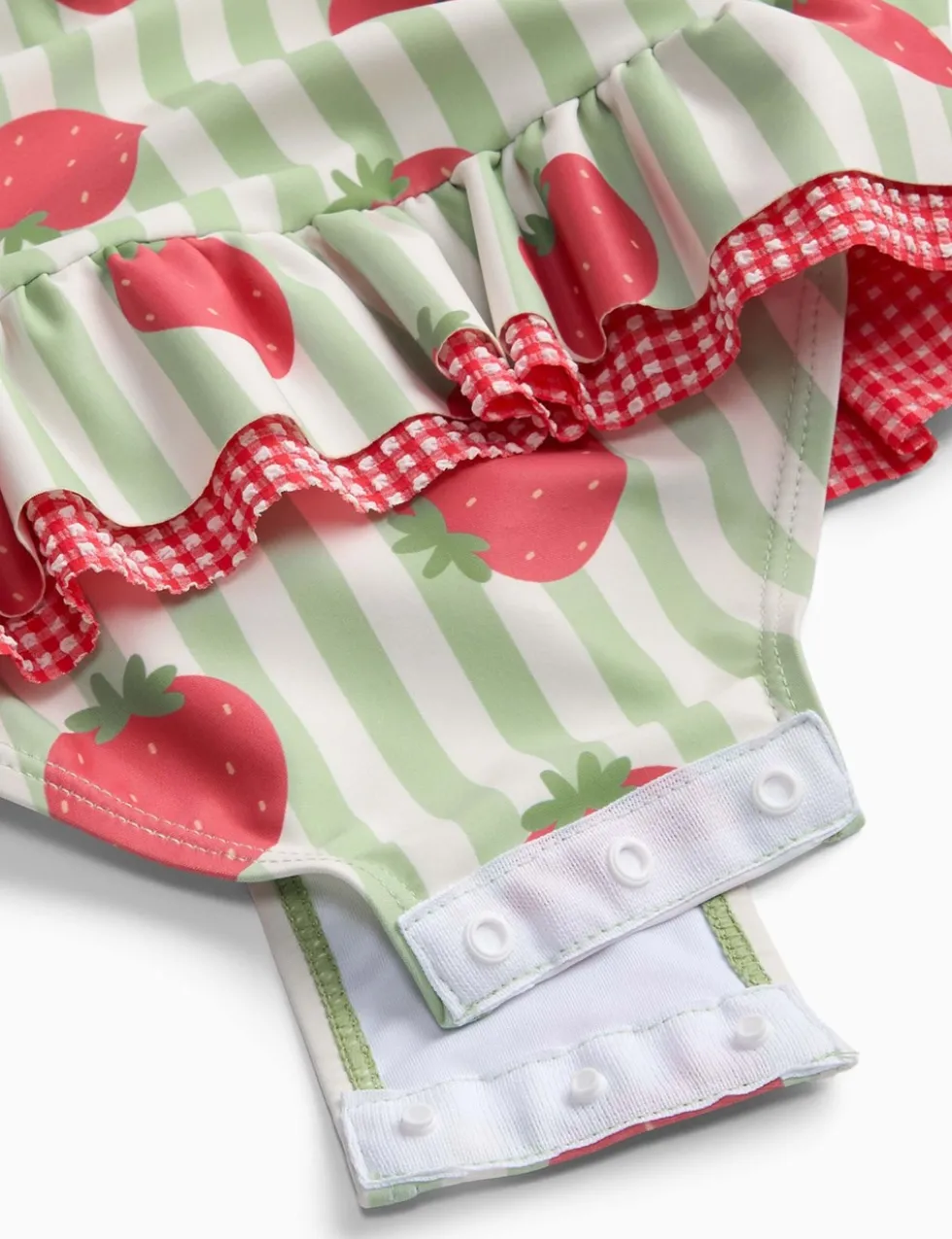 Striped Strawberry Frill Long Sleeve Swimsuit (3 Mths-5 Yrs)