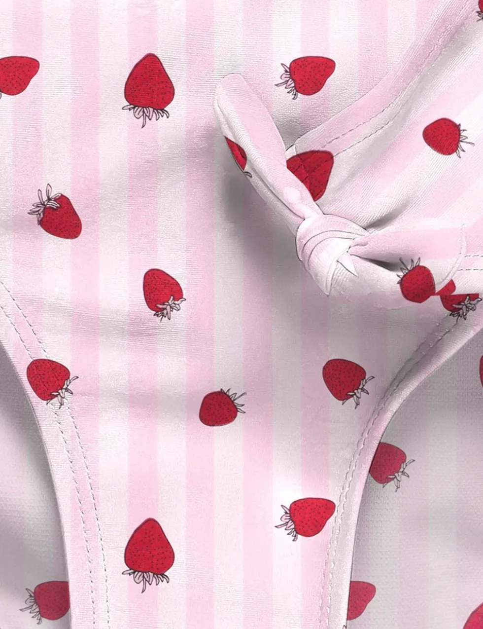 Striped Strawberry Knot Detail Bikini (7-14 Yrs)