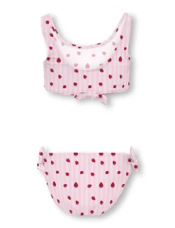 Striped Strawberry Knot Detail Bikini (7-14 Yrs)