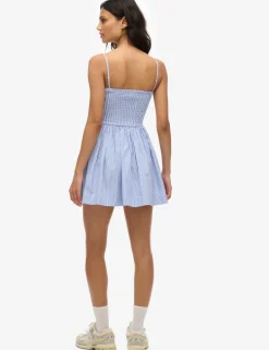 Striped Sweetheart Neckline Strappy Mini Cami Dress