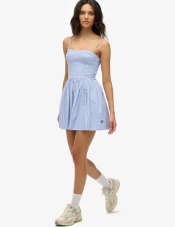 Striped Sweetheart Neckline Strappy Mini Cami Dress