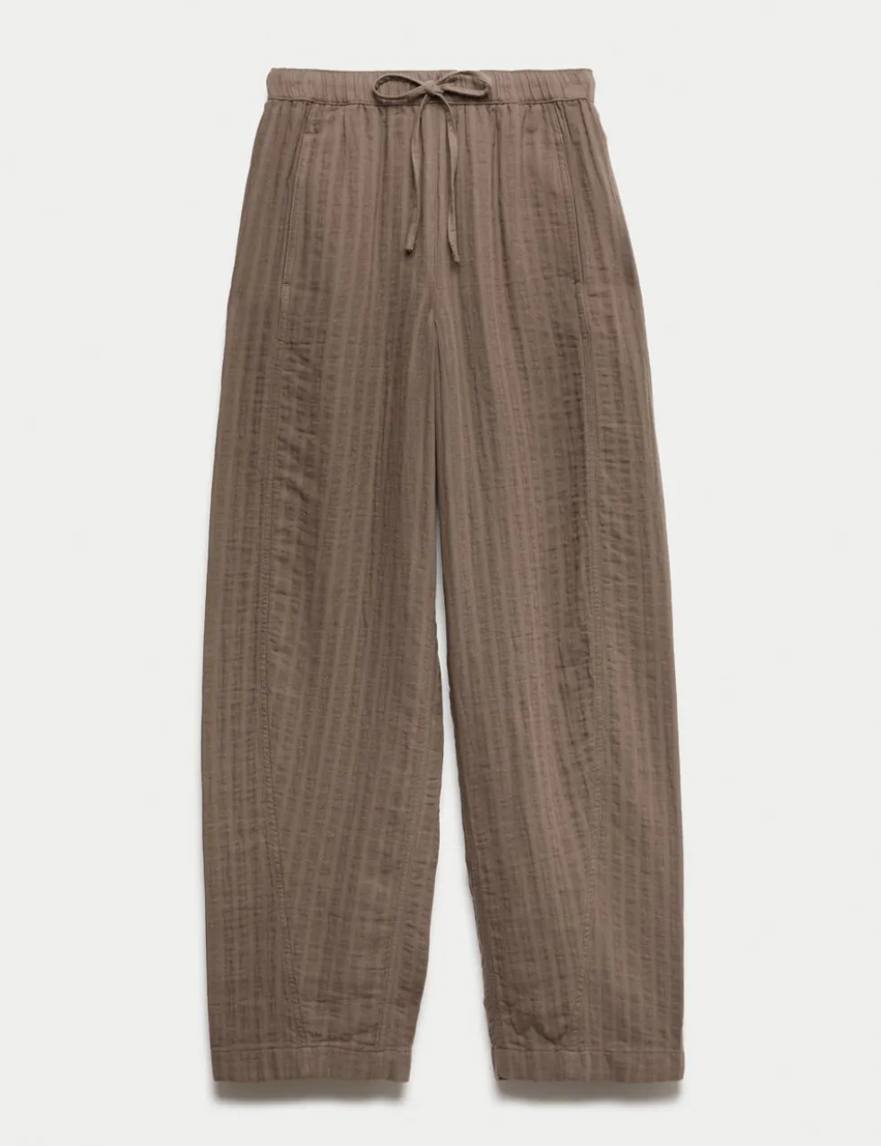 Striped Tapered Trousers with Linen