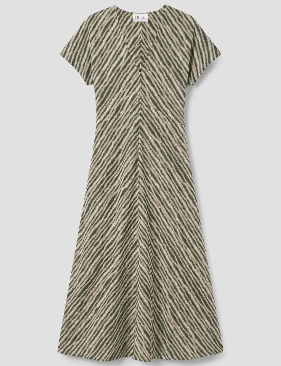 Striped Textured V-Neck Maxi Tea Dress