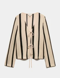 Striped Tie Front Top