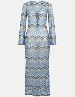 Striped Tie Neck Maxi Beach Dress