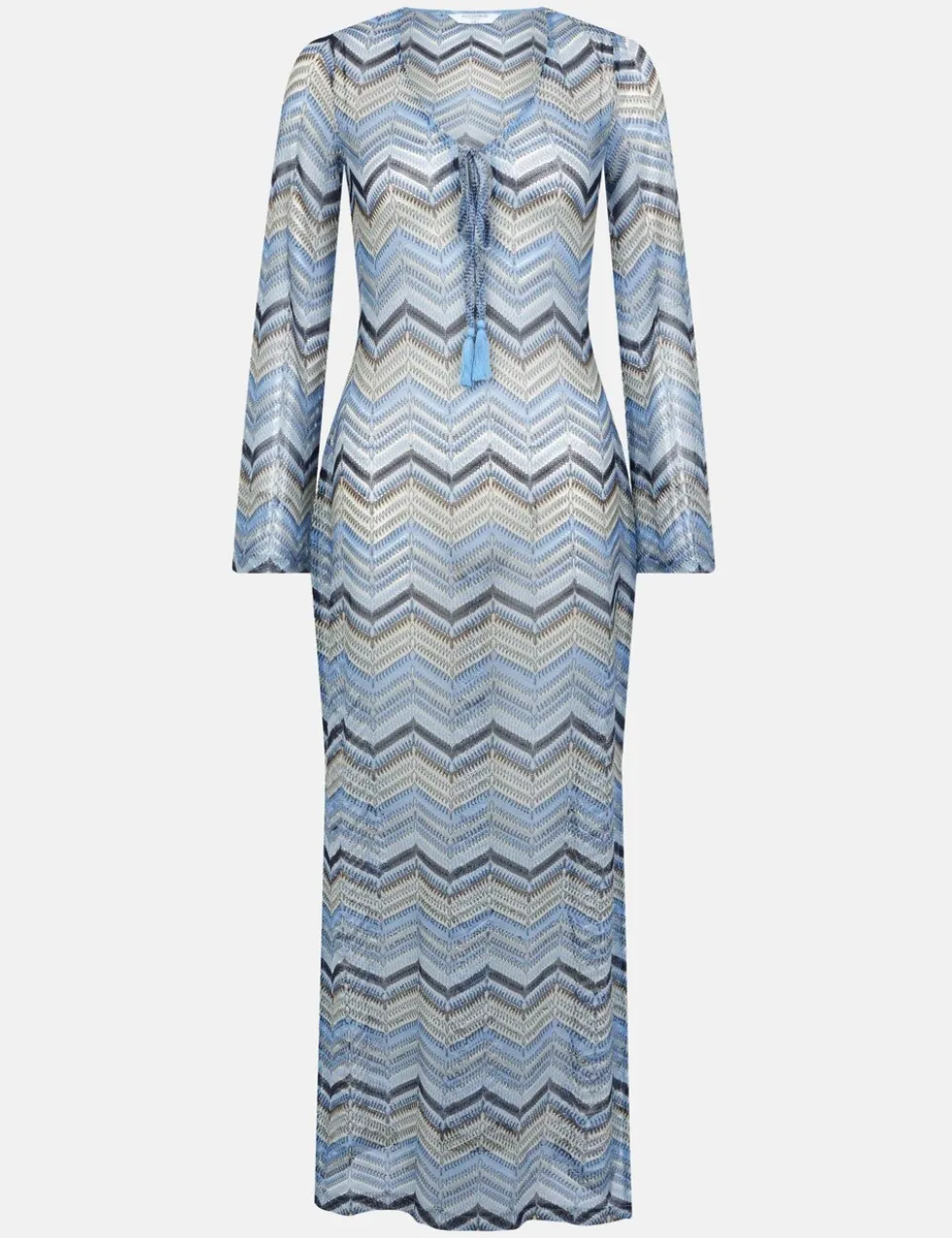 Striped Tie Neck Maxi Beach Dress