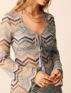 Striped Tie Neck Maxi Beach Dress