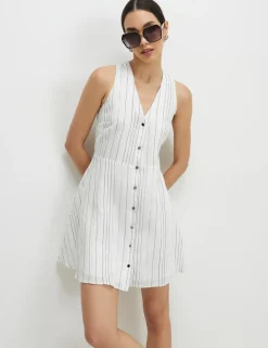 Striped V-Neck Mini Skater Dress
