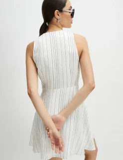 Striped V-Neck Mini Skater Dress