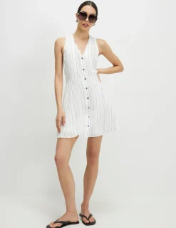 Striped V-Neck Mini Skater Dress