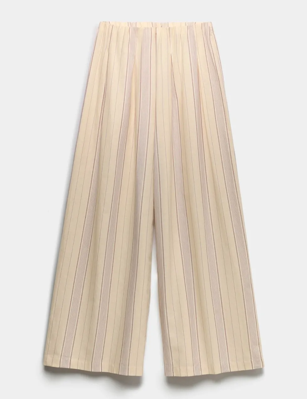 Striped Wide Leg Trousers with Linen