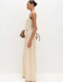 Striped Wide Leg Trousers with Linen