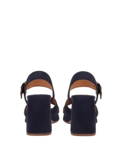 Suede Ankle Strap Block Heel Platform Sandals