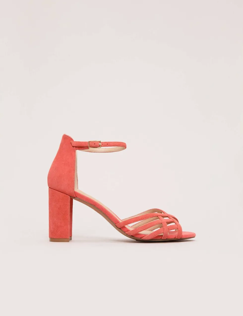 Suede Ankle Strap Block Heel Sandals