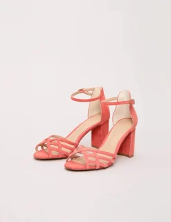 Suede Ankle Strap Block Heel Sandals