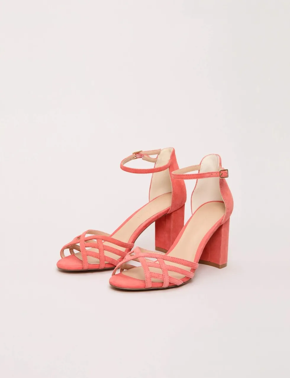 Suede Ankle Strap Block Heel Sandals