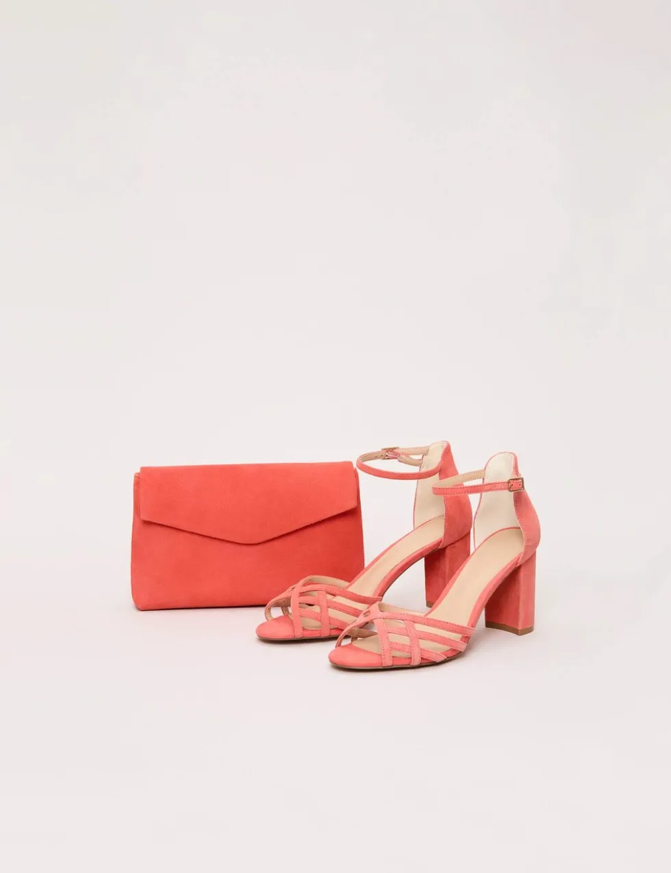 Suede Ankle Strap Block Heel Sandals