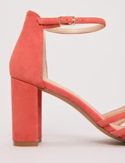 Suede Ankle Strap Block Heel Sandals