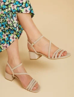 Suede Ankle Strap Block Heel Sandals