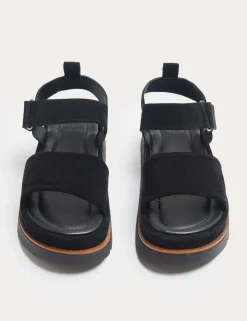 Suede Ankle Strap Flatform Sandals