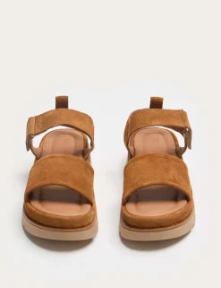 Suede Ankle Strap Flatform Sandals