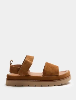 Suede Ankle Strap Flatform Sandals