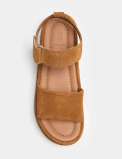Suede Ankle Strap Flatform Sandals