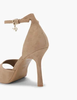 Suede Ankle Strap Stiletto Heel Sandals
