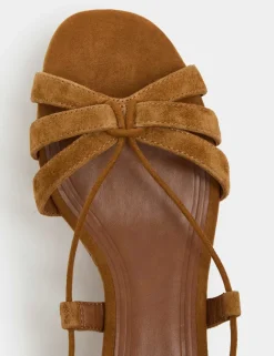 Suede Ankle Tie Wedge Flatform Sandals