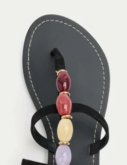 Suede Beaded Ankle Strap Gladiator Sandals