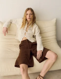 Suede Bermuda Shorts