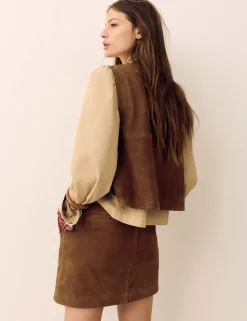 Suede Braided Detail Mini A-Line Skirt