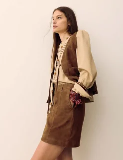 Suede Braided Detail Mini A-Line Skirt