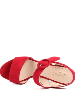 Suede Buckle Ankle Strap Block Heel Sandals