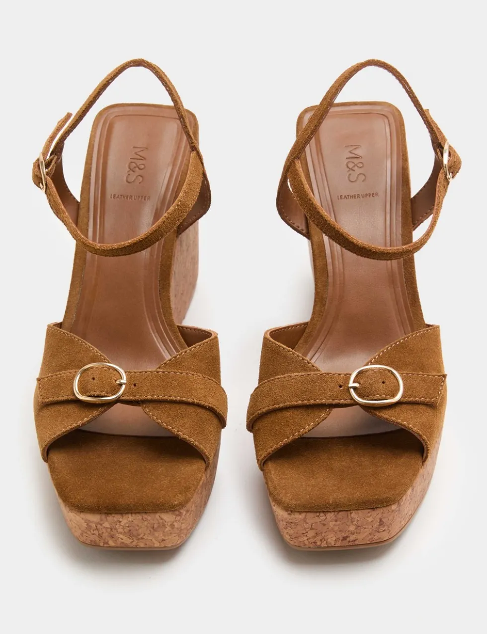 Suede Buckle Ankle Strap Wedge Sandals
