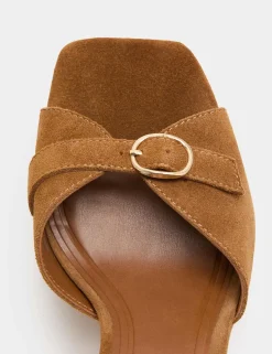 Suede Buckle Ankle Strap Wedge Sandals