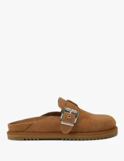 Suede Buckle Clogs