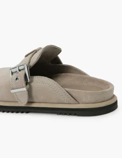 Suede Buckle Clogs