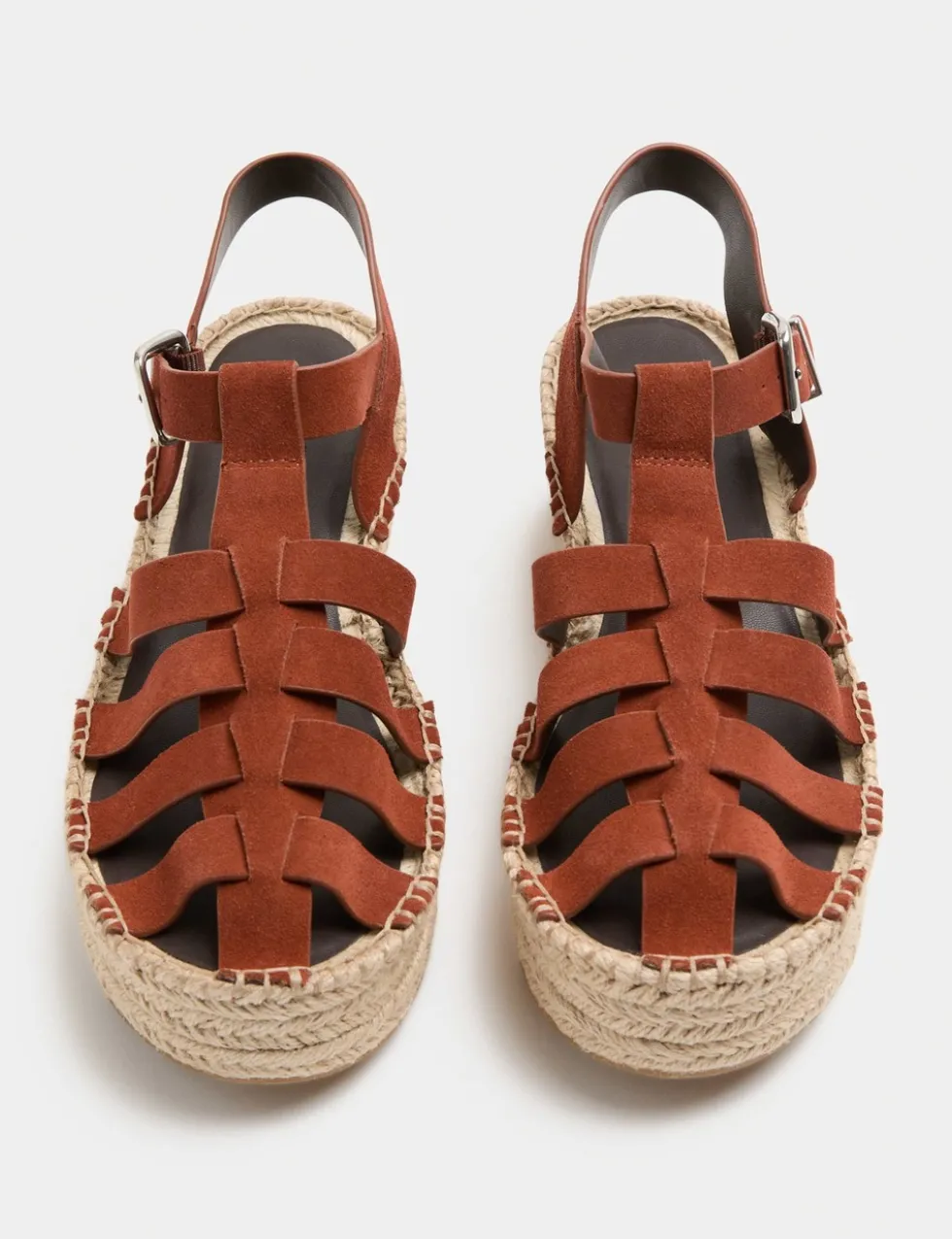 Suede Buckle Flatform Fisherman Espadrilles
