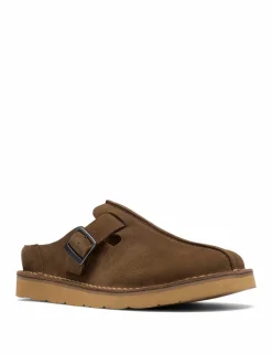 Suede Buckle Mules