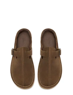 Suede Buckle Mules