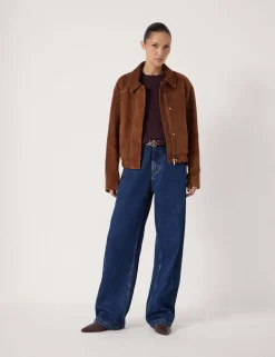 Suede Collared Bomber Jacket