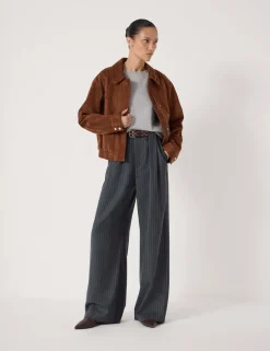 Suede Collared Bomber Jacket