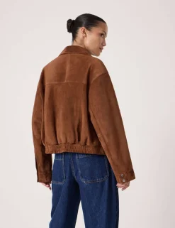 Suede Collared Bomber Jacket