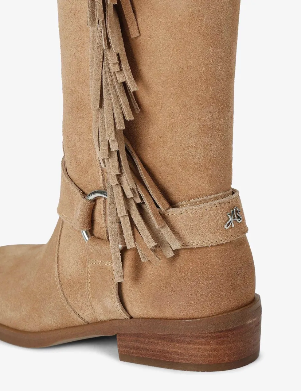 Suede Cowboy Fringe Detail Mid Calf Boots
