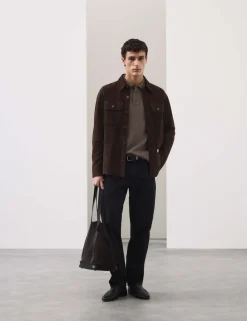 Suede Curved Hem Overshirt