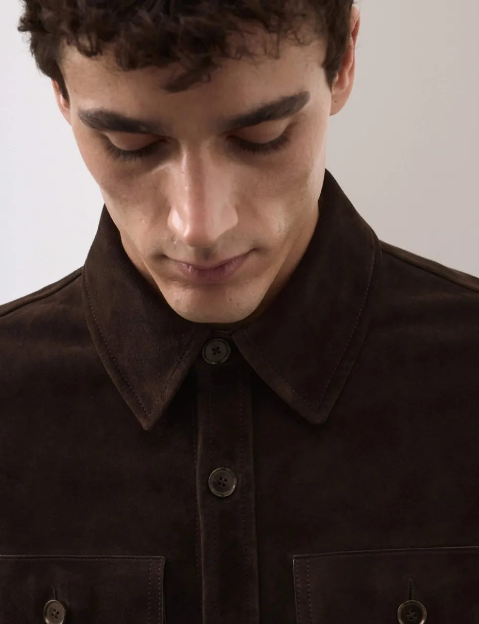 Suede Curved Hem Overshirt
