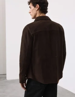 Suede Curved Hem Overshirt