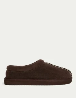 Suede Faux Fur Lined Mule Clog Slippers