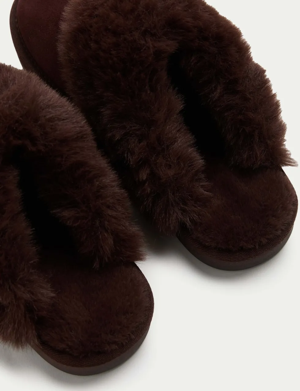 Suede Faux Fur Trim Mule Slippers